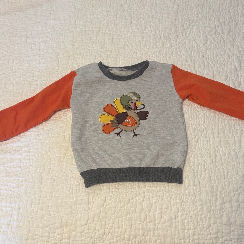 Baby Essentials Gray and Orange Turkey Sweatshirt
